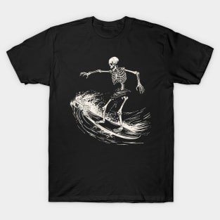 Skeleton playing surfing T-Shirt